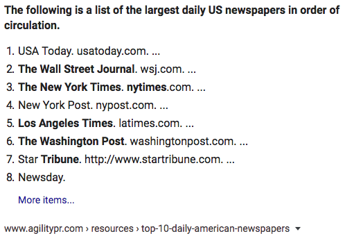 US newspapers by size