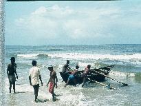 Fishermen pushing off