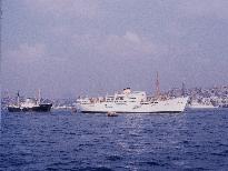 The passenger liner Izmir anchored in the Bosporus.